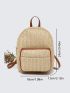 Mini Braided Design Pocket Front Straw Bag