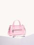Mini Zip Front Artificial Patent Leather Square Bag