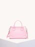 Mini Zip Front Artificial Patent Leather Square Bag