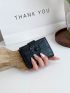 Crocodile Embossed Snap Button Detail Card Holder