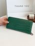 Crocodile Embossed Metal Decor Long Wallet