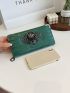 Crocodile Embossed Metal Decor Long Wallet