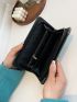 Crocodile Embossed Metal Decor Long Wallet