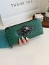 Crocodile Embossed Metal Decor Long Wallet