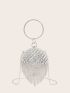 Mini Faux Pearl & Rhinestone Decor Circle Bag