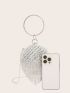Mini Faux Pearl & Rhinestone Decor Circle Bag