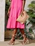 Colorblock Fringe Trim Flap Straw Bag