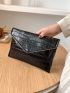 Crocodile Embossed Flap Square Bag