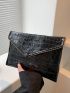 Crocodile Embossed Flap Square Bag