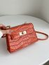 Mini Crocodile Embossed Twist Lock Flap Square Bag
