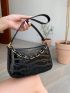 Minimalist Croc Embossed Chain Satchel Bag