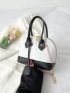 Crocodile Embossed Two Tone Chain Dome Bag