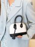Crocodile Embossed Two Tone Chain Dome Bag