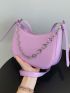 Crocodile Embossed Chain Satchel Bag