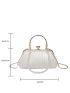 Faux Pearl Decor Kiss Lock Chain Ruched Bag