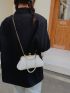 Faux Pearl Decor Kiss Lock Chain Ruched Bag