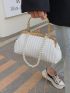 Faux Pearl Decor Kiss Lock Chain Ruched Bag