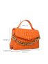 Crocodile Embossed Chain Decor Flap Square Bag