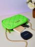 Mini Neon Green Metal Decor Quilted Chain Square Bag