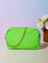 Mini Neon Green Metal Decor Quilted Chain Square Bag
