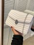 Chevron Flap Push Lock Square Bag