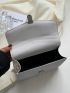 Chevron Flap Push Lock Square Bag