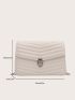 Chevron Flap Push Lock Square Bag