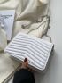 Chevron Flap Push Lock Square Bag