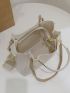 Two Tone Pocket Front Design Top Handle Bag