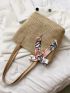 Twilly Scarf Decor Straw Bag