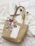Twilly Scarf Decor Straw Bag