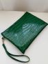 Minimalist Croc Embossed Wristlet Bag