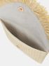 Fringe Trim Heart Embroidery Straw Bag