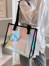 Holographic Contrast Binding Shoulder Tote Bag