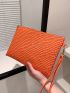 Lizard Embossed Square Bag With Wristlet