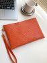 Lizard Embossed Square Bag With Wristlet