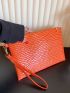 Lizard Embossed Square Bag With Wristlet