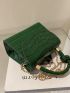 Mini Crocodile Embossed Chain Flap Square Bag