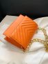 Mini Chevron Detail Flap Chain Square Bag