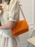 Mini Chevron Detail Flap Chain Square Bag