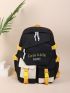 Letter Graphic Colorblock Backpack