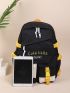 Letter Graphic Colorblock Backpack