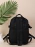 5pcs Two Tone Letter Patch Decor Functional Backpack Set