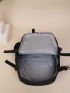 5pcs Two Tone Letter Patch Decor Functional Backpack Set