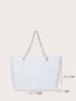 Quilted Detail Chain Shoulder Tote Bag