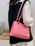 Geometric Embossed Double Handle Square Bag