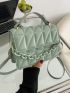 Mini Chain Decor Quilted Top Handle Flap Square Bag