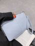 Litchi Embossed Clutch Bag With Wristlet