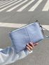 Litchi Embossed Clutch Bag With Wristlet