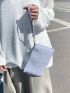 Litchi Embossed Clutch Bag With Wristlet